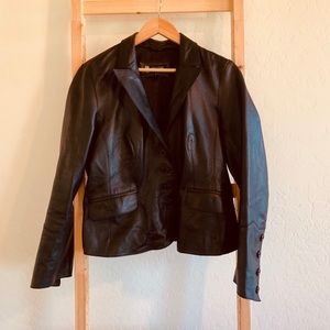 Genuine Leather Jacket Black SIZE 12 Carlo Ferre